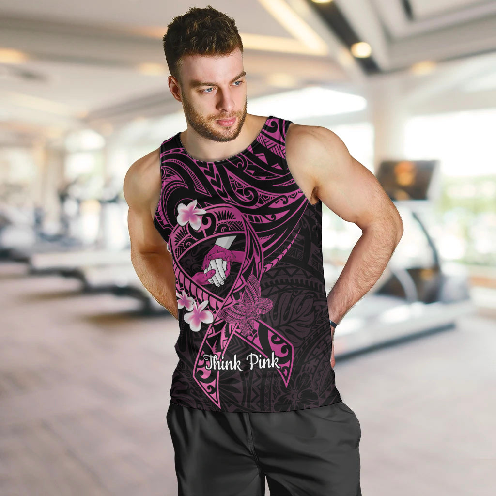 Polynesia Breast Cancer Awareness Men Tank Top Pink Ribbon No One Fights Alone - Black LT14 Black - Polynesian Pride