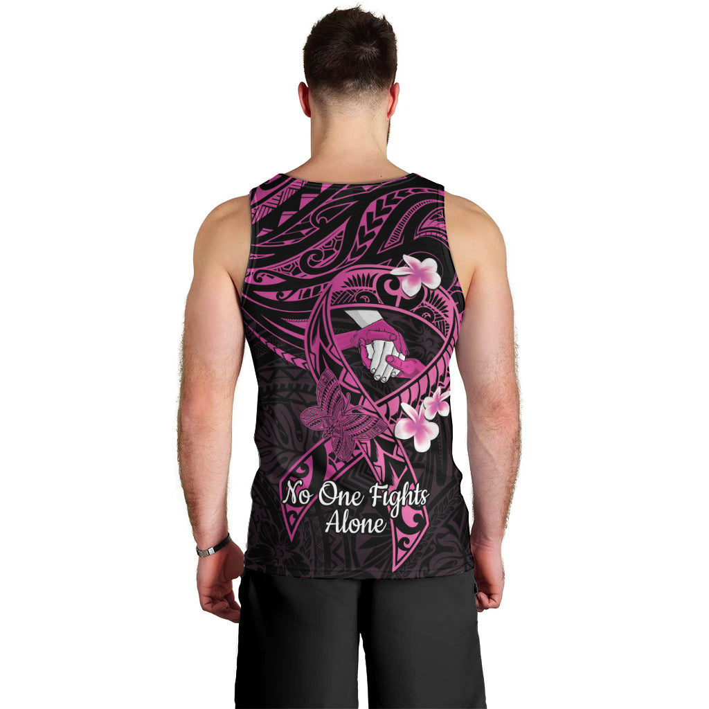 Polynesia Breast Cancer Awareness Men Tank Top Pink Ribbon No One Fights Alone - Black LT14 - Polynesian Pride