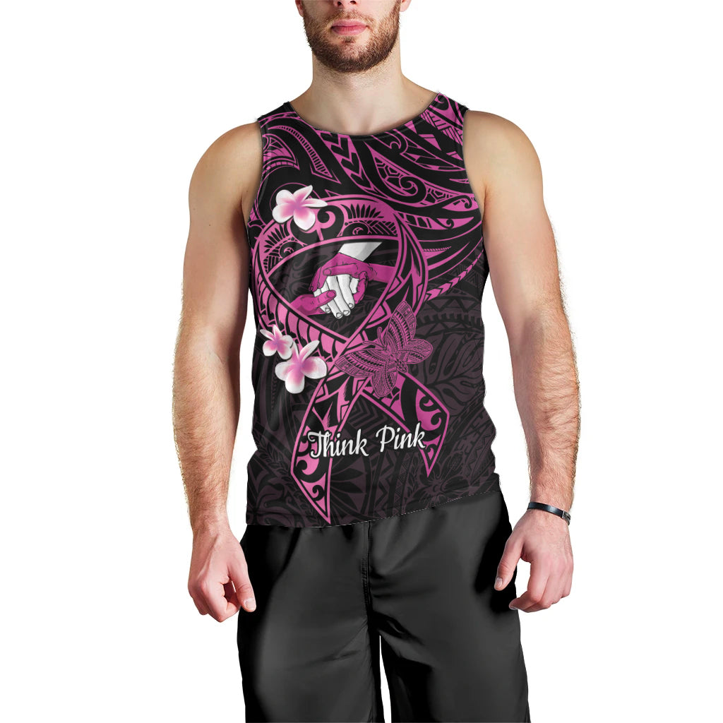 Polynesia Breast Cancer Awareness Men Tank Top Pink Ribbon No One Fights Alone - Black LT14 - Polynesian Pride