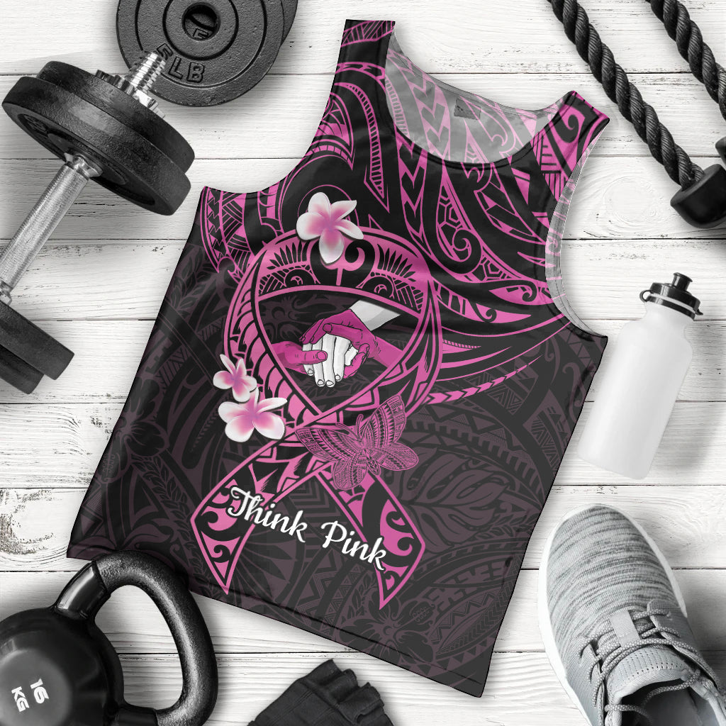 Polynesia Breast Cancer Awareness Men Tank Top Pink Ribbon No One Fights Alone - Black LT14 - Polynesian Pride