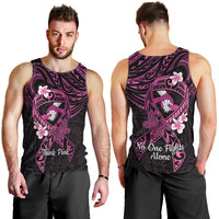 Polynesia Breast Cancer Awareness Men Tank Top Pink Ribbon No One Fights Alone - Black LT14 - Polynesian Pride