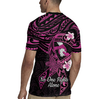 Polynesia Breast Cancer Awareness Rugby Jersey Pink Ribbon No One Fights Alone - Black LT14 - Polynesian Pride