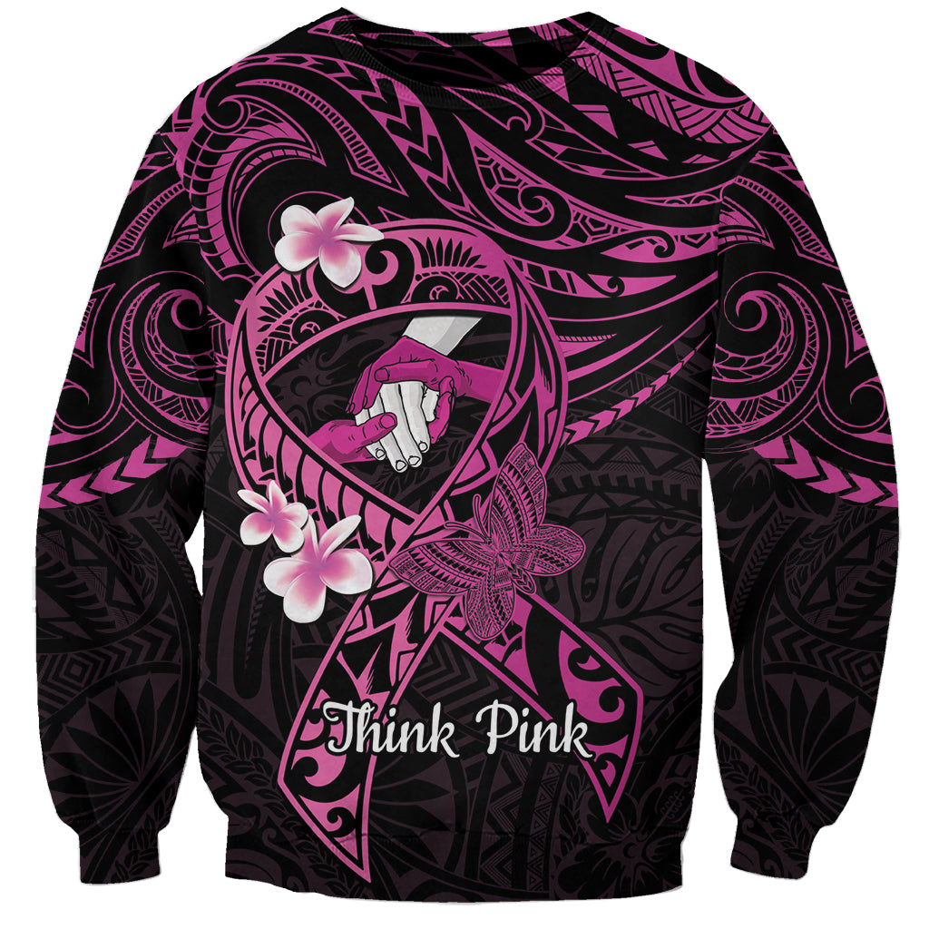 Polynesia Breast Cancer Awareness Sweatshirt Pink Ribbon No One Fights Alone - Black LT14 Unisex Black - Polynesian Pride