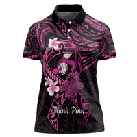 Polynesia Breast Cancer Awareness Women Polo Shirt Pink Ribbon No One Fights Alone - Black LT14 Female Black - Polynesian Pride