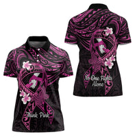 Polynesia Breast Cancer Awareness Women Polo Shirt Pink Ribbon No One Fights Alone - Black LT14 - Polynesian Pride