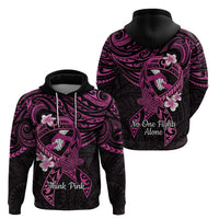 Polynesia Breast Cancer Awareness Zip Hoodie Pink Ribbon No One Fights Alone - Black LT14 - Polynesian Pride