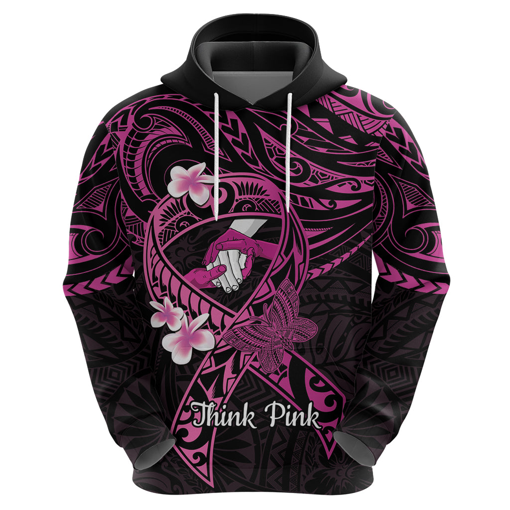 Polynesia Breast Cancer Awareness Zip Hoodie Pink Ribbon No One Fights Alone - Black LT14 - Polynesian Pride