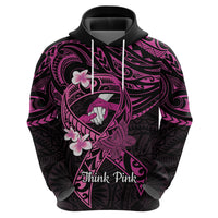 Polynesia Breast Cancer Awareness Zip Hoodie Pink Ribbon No One Fights Alone - Black LT14 - Polynesian Pride