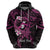 Polynesia Breast Cancer Awareness Zip Hoodie Pink Ribbon No One Fights Alone - Black