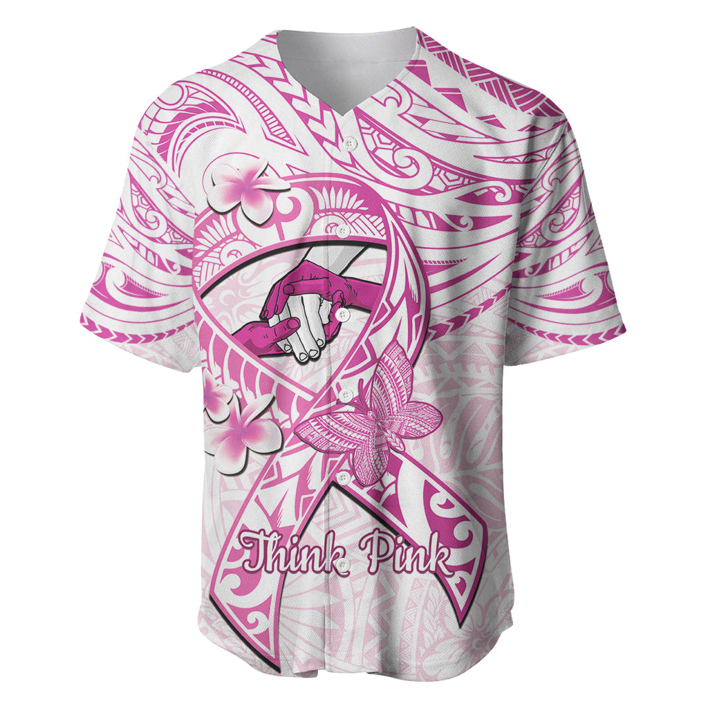 Polynesia Breast Cancer Awareness Baseball Jersey Pink Ribbon No One Fights Alone - White LT14 White - Polynesian Pride