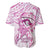 Polynesia Breast Cancer Awareness Baseball Jersey Pink Ribbon No One Fights Alone - White