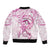 Polynesia Breast Cancer Awareness Bomber Jacket Pink Ribbon No One Fights Alone - White