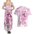 Polynesia Breast Cancer Awareness Couples Matching Summer Maxi Dress and Hawaiian Shirt Pink Ribbon No One Fights Alone - White