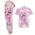 Polynesia Breast Cancer Awareness Couples Matching Tank Maxi Dress and Hawaiian Shirt Pink Ribbon No One Fights Alone - White