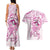 Polynesia Breast Cancer Awareness Couples Matching Tank Maxi Dress and Hawaiian Shirt Pink Ribbon No One Fights Alone - White