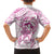 Polynesia Breast Cancer Awareness Family Matching Off The Shoulder Long Sleeve Dress and Hawaiian Shirt Pink Ribbon No One Fights Alone - White