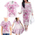 Polynesia Breast Cancer Awareness Family Matching Off The Shoulder Long Sleeve Dress and Hawaiian Shirt Pink Ribbon No One Fights Alone - White