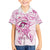 Polynesia Breast Cancer Awareness Family Matching Off The Shoulder Long Sleeve Dress and Hawaiian Shirt Pink Ribbon No One Fights Alone - White