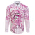 Polynesia Breast Cancer Awareness Family Matching Puletasi and Hawaiian Shirt Pink Ribbon No One Fights Alone - White