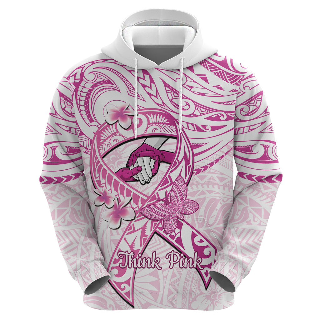 Polynesia Breast Cancer Awareness Hoodie Pink Ribbon No One Fights Alone - White LT14 - Polynesian Pride