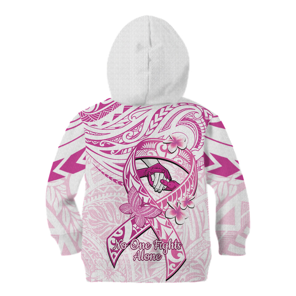 Polynesia Breast Cancer Awareness Kid Hoodie Pink Ribbon No One Fights Alone - White LT14 - Polynesian Pride