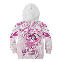 Polynesia Breast Cancer Awareness Kid Hoodie Pink Ribbon No One Fights Alone - White LT14 - Polynesian Pride