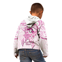 Polynesia Breast Cancer Awareness Kid Hoodie Pink Ribbon No One Fights Alone - White LT14 - Polynesian Pride