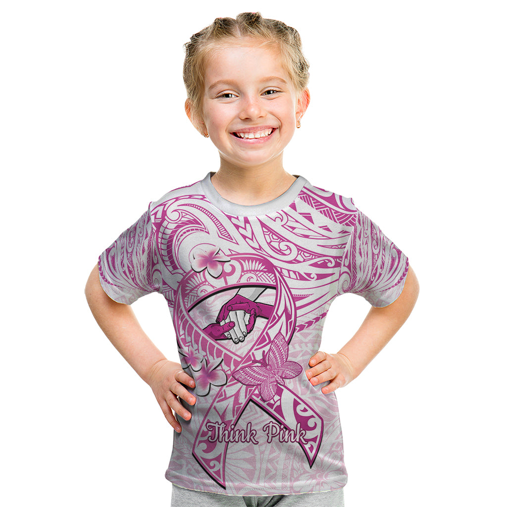 Polynesia Breast Cancer Awareness Kid T Shirt Pink Ribbon No One Fights Alone - White LT14 White - Polynesian Pride