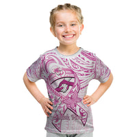 Polynesia Breast Cancer Awareness Kid T Shirt Pink Ribbon No One Fights Alone - White LT14 White - Polynesian Pride