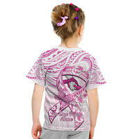 Polynesia Breast Cancer Awareness Kid T Shirt Pink Ribbon No One Fights Alone - White LT14 - Polynesian Pride