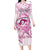 Polynesia Breast Cancer Awareness Long Sleeve Bodycon Dress Pink Ribbon No One Fights Alone - White