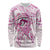 Polynesia Breast Cancer Awareness Long Sleeve Shirt Pink Ribbon No One Fights Alone - White