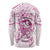 Polynesia Breast Cancer Awareness Long Sleeve Shirt Pink Ribbon No One Fights Alone - White