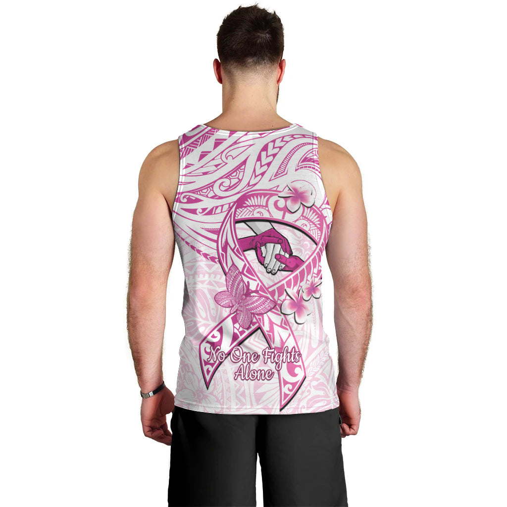 Polynesia Breast Cancer Awareness Men Tank Top Pink Ribbon No One Fights Alone - White LT14 - Polynesian Pride