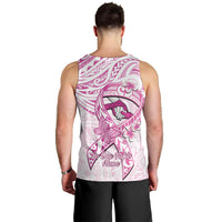 Polynesia Breast Cancer Awareness Men Tank Top Pink Ribbon No One Fights Alone - White LT14 - Polynesian Pride