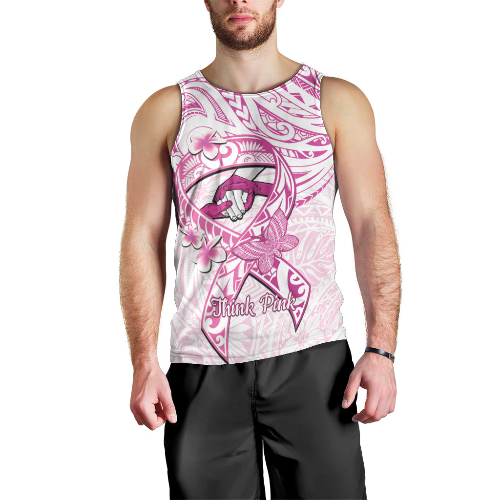 Polynesia Breast Cancer Awareness Men Tank Top Pink Ribbon No One Fights Alone - White LT14 - Polynesian Pride