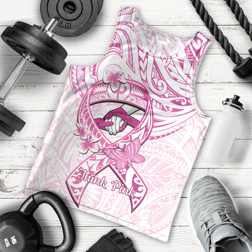 Polynesia Breast Cancer Awareness Men Tank Top Pink Ribbon No One Fights Alone - White LT14 - Polynesian Pride