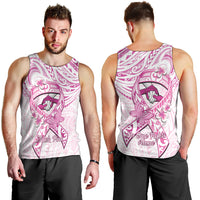 Polynesia Breast Cancer Awareness Men Tank Top Pink Ribbon No One Fights Alone - White LT14 - Polynesian Pride