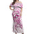 Polynesia Breast Cancer Awareness Off Shoulder Maxi Dress Pink Ribbon No One Fights Alone - White