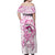 Polynesia Breast Cancer Awareness Off Shoulder Maxi Dress Pink Ribbon No One Fights Alone - White