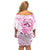 Polynesia Breast Cancer Awareness Off Shoulder Short Dress Pink Ribbon No One Fights Alone - White