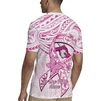 Polynesia Breast Cancer Awareness Rugby Jersey Pink Ribbon No One Fights Alone - White LT14 - Polynesian Pride
