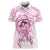 Polynesia Breast Cancer Awareness Women Polo Shirt Pink Ribbon No One Fights Alone - White