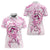 Polynesia Breast Cancer Awareness Women Polo Shirt Pink Ribbon No One Fights Alone - White