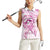 Polynesia Breast Cancer Awareness Women Sleeveless Polo Shirt Pink Ribbon No One Fights Alone - White