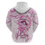 Polynesia Breast Cancer Awareness Zip Hoodie Pink Ribbon No One Fights Alone - White