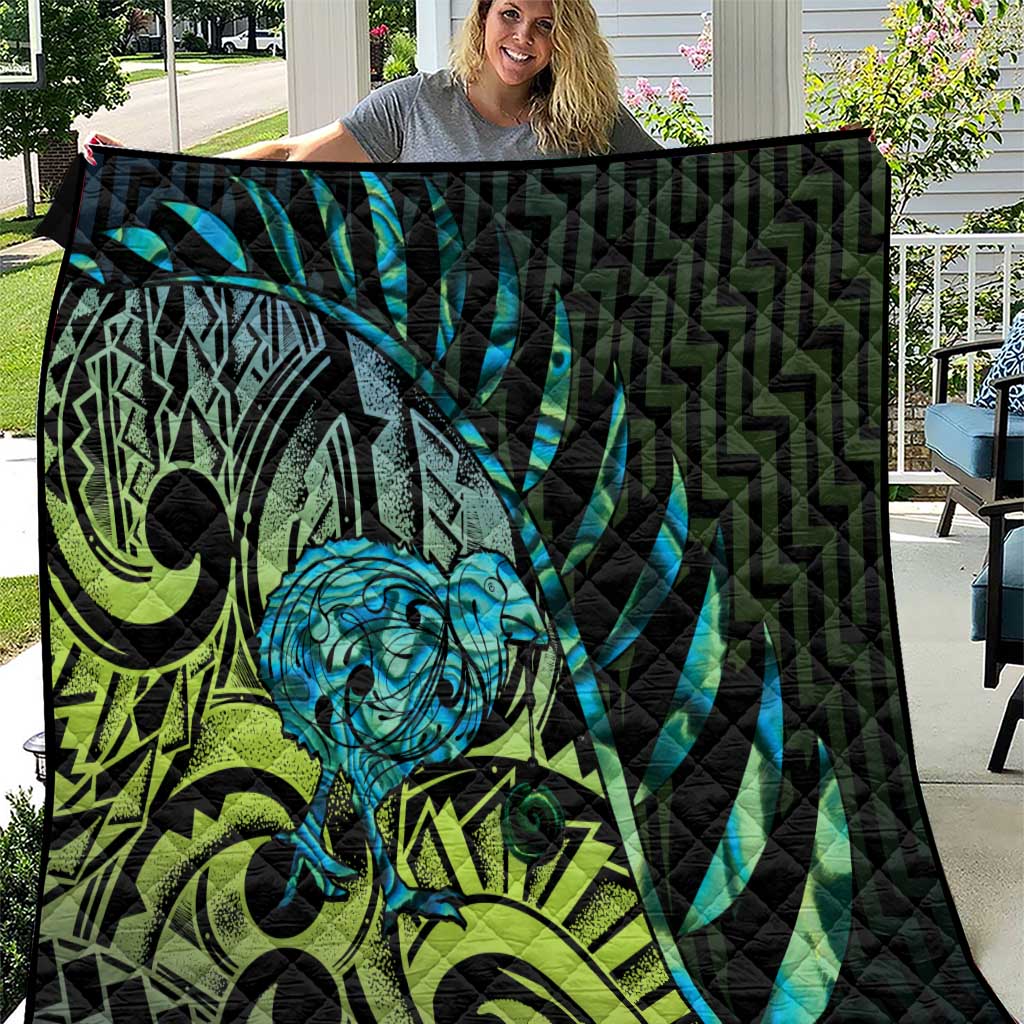 Southland Takehe Pounama Quilt Aotearoa Poutama Paua Shell Fern LT14 Black - Polynesian Pride