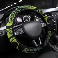 Southland Takehe Pounama Steering Wheel Cover Aotearoa Poutama Paua Shell Fern LT14 Universal Fit Black - Polynesian Pride