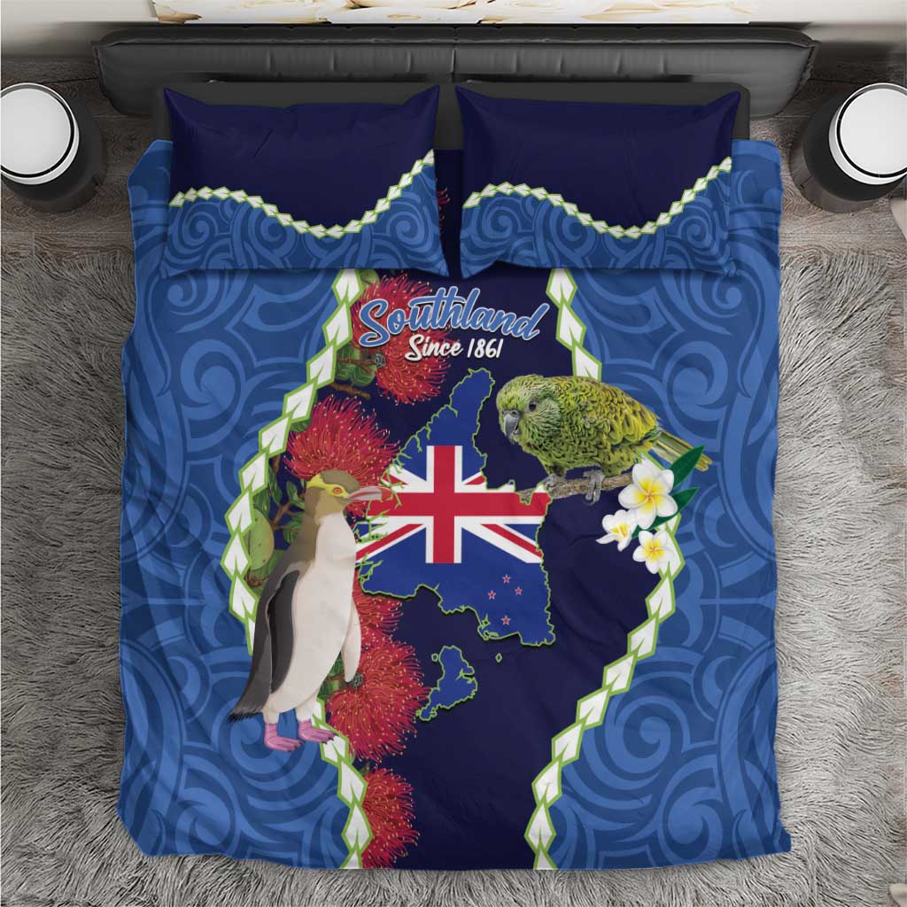 Southland Anniversary Day Bedding Set Murihiku 1861 Maori Bird Mix Pohutukawa LT14 Blue - Polynesian Pride