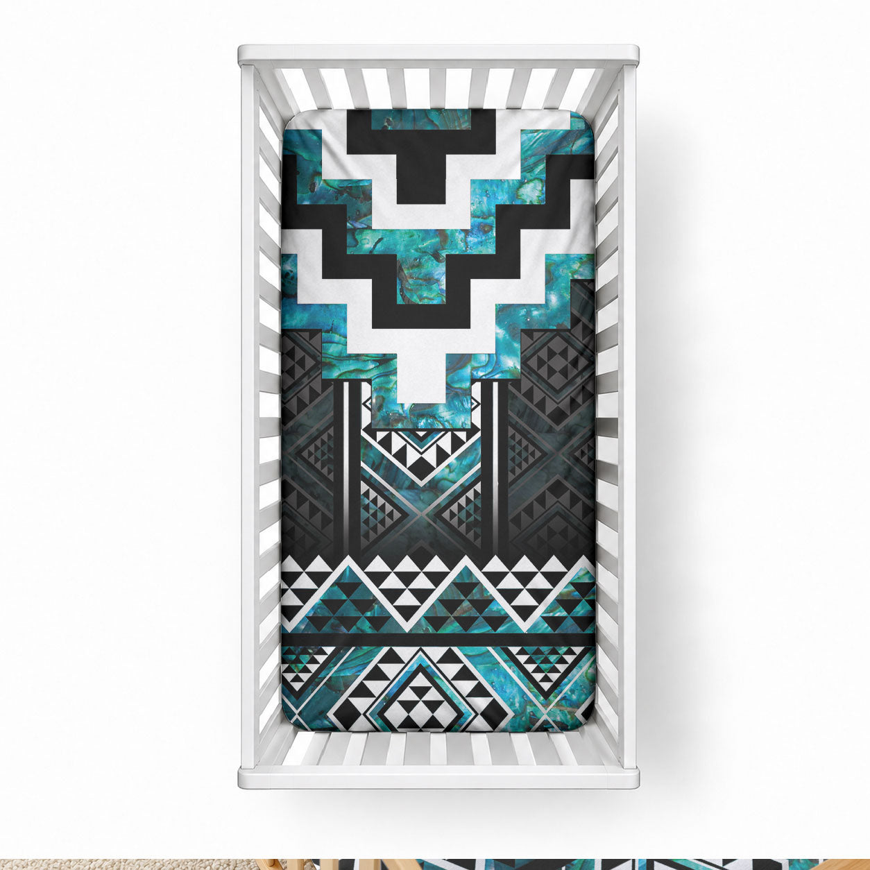 Paua Shell Taniko Pattern Aotearoa Baby Bed Cover Niho Taniwha Mix Poutama